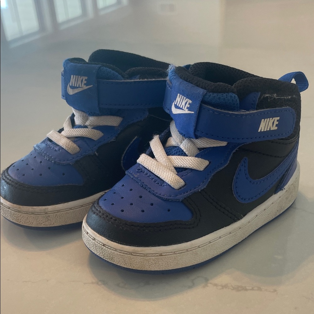 Nike Kids Black and Blue High-Top Sneakers